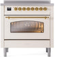 Ilve UPI366NMPAWG Nostalgie Ii 36 Inch Electric Freestanding Range In Antique White With Brass Trim