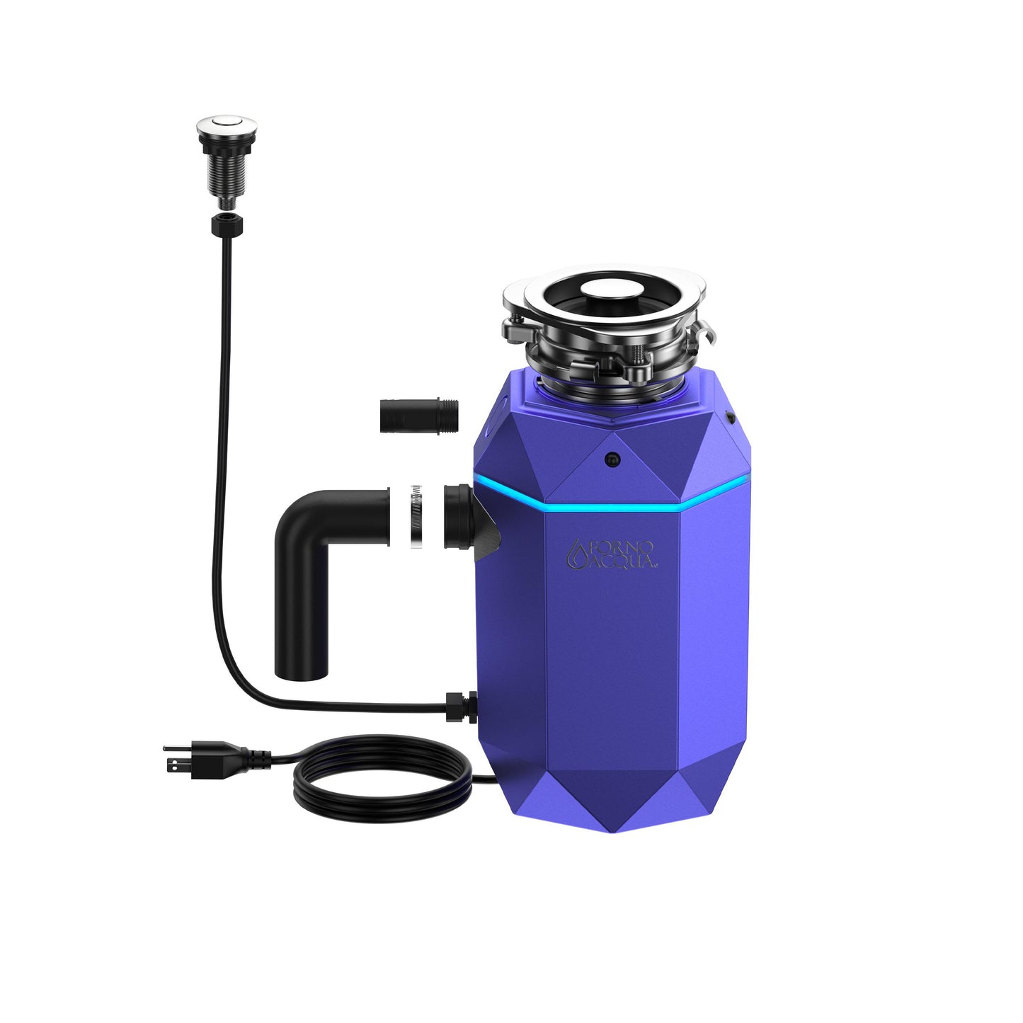 Forno WDD075TA1AM Forno Acqua Brightdiamond Amethyst 3/4Hp Super Quiet Garbage Disposal Corded With Motion Sensor Cabinet Light & Pre-Wired Air Switch
