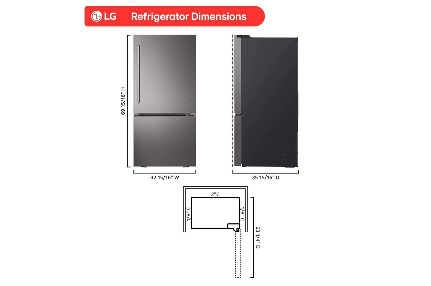 Lg LB26H2200D 26 Cu. Ft. Bottom Freezer Refrigerator