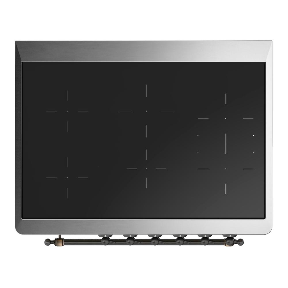 Ilve UMIB36NR3MGB Ilve Umib36Nr3Mgb Majestic Iii 36 Inch Induction Range With 6 Elements, 3.5 Cu. Ft. Total Oven Capacity (Triple Glass Door, Graphite Matte, Burnished)