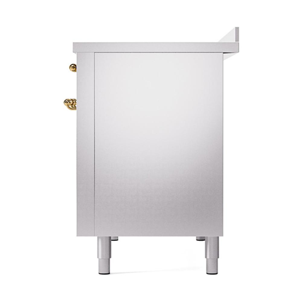 Ilve UNI486QNMPSSG Ilve Uni486Qnmpssg Nostalgie Ii Noblesse 48" Induction Range (Solid Door, Stainless Steel, Brass)