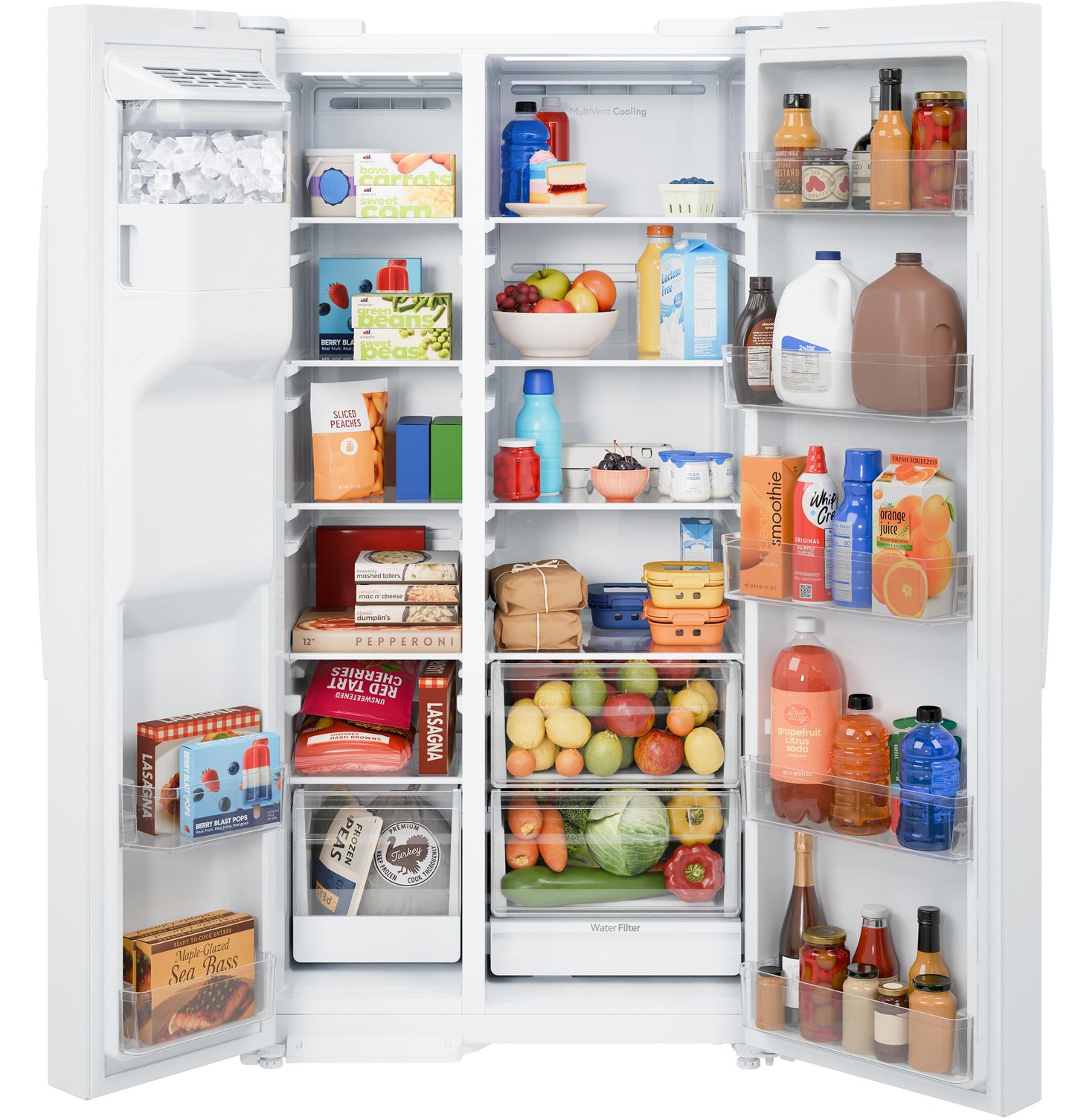 Ge Appliances GZE24NGYWW Ge® Energy Star® 23.6 Cu. Ft. Counter-Depth Side-By-Side Refrigerator With Extra Tall Dispenser And In-Door Icemaker