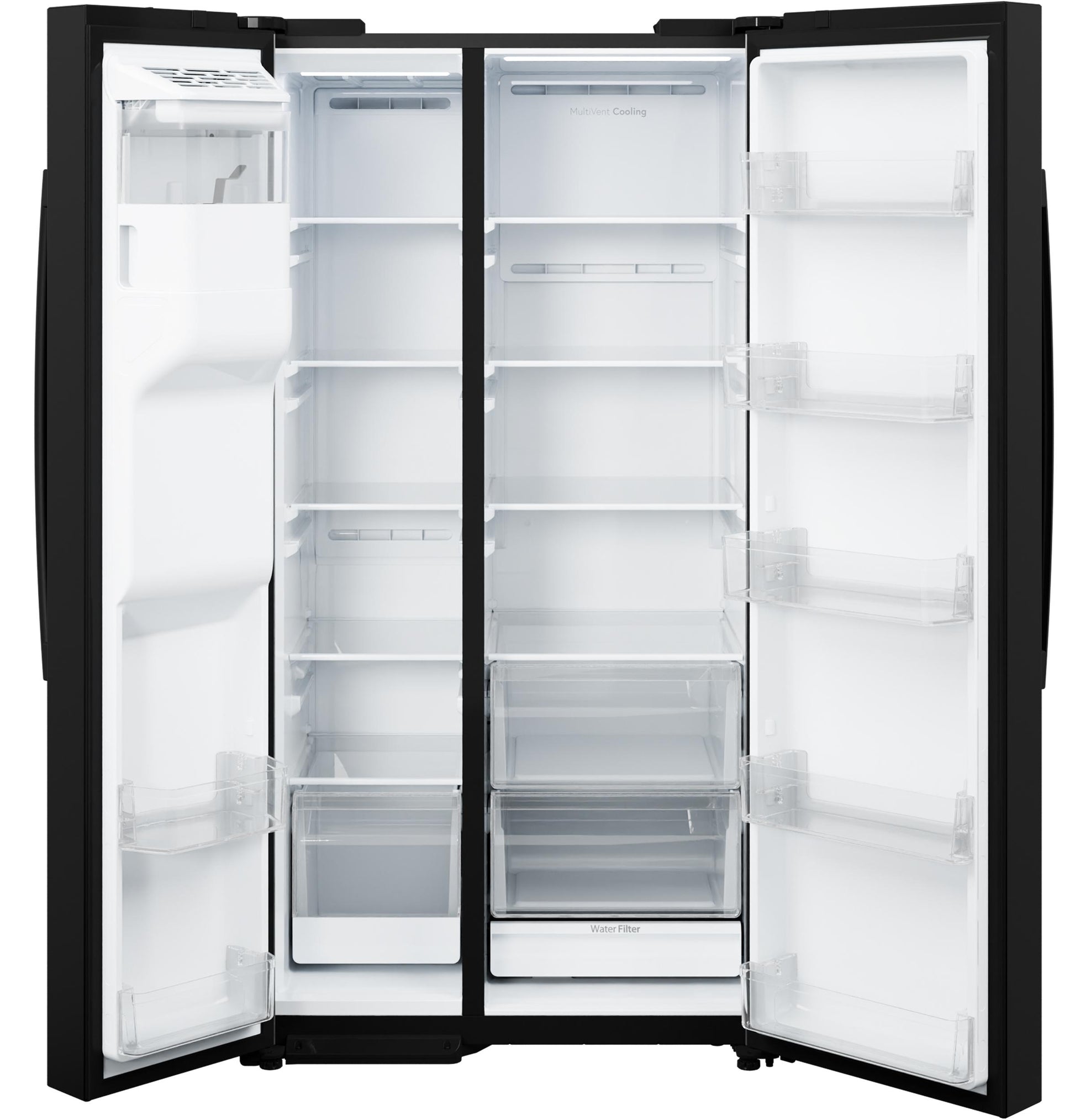 Ge Appliances GSS28NGYBB Ge® 27.9 Cu. Ft. Side-By-Side Refrigerator With Extra Tall Dispenser And In-Door Icemaker