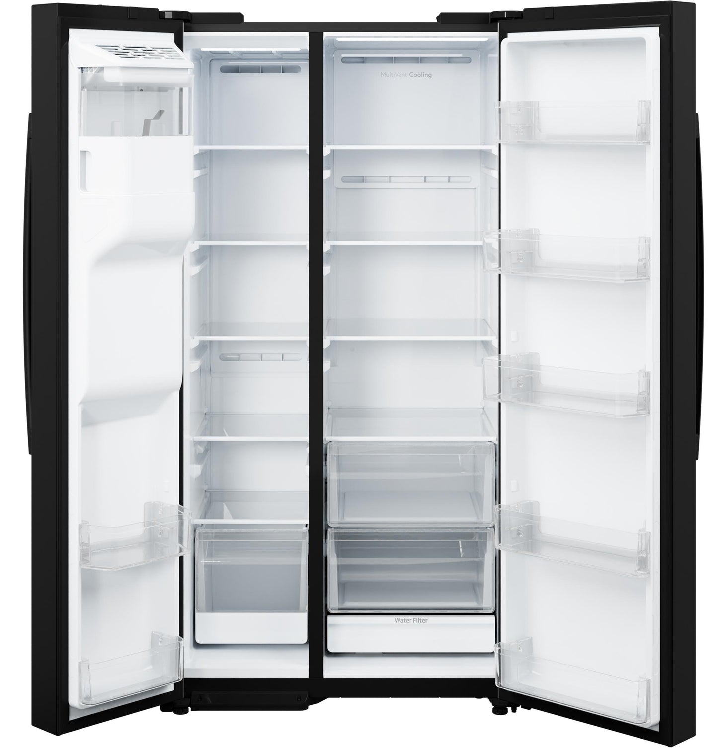 Ge Appliances GZE24NGYBB Ge® Energy Star® 23.6 Cu. Ft. Counter-Depth Side-By-Side Refrigerator With Extra Tall Dispenser And In-Door Icemaker