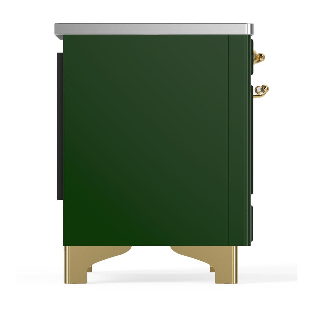 Ilve UMDIB40QNR3EGG Ilve Umdib40Qnr3Egg Majestic Iii 40 Inch Induction Range With 6 Elements, 3.82 Cu. Ft. Total Oven Capacity (Solid Door, Emerald Green, Brass)