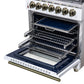 Forno FFSGS612530WHT Forno Massimo 30-Inch Freestanding Dual Fuel Range In White With Antique Brass Accessories, 4 Burners, 4.32 Cu. Ft. Convection Oven