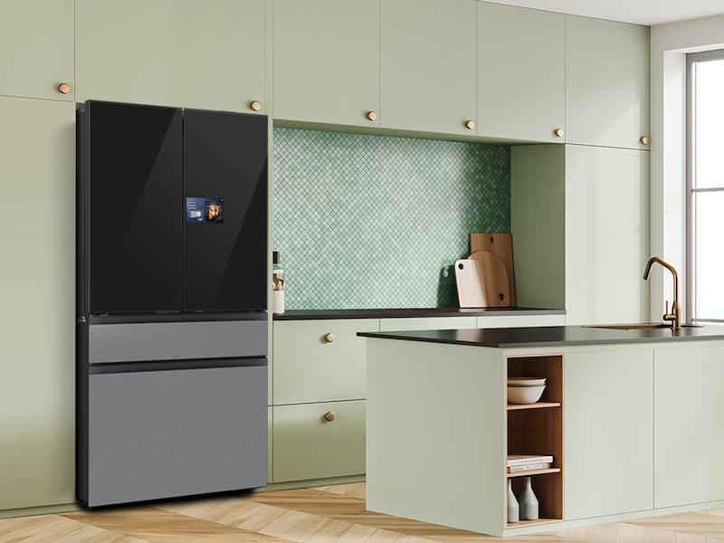 Samsung RF90F29BECR Bespoke 29 Cu. Ft. 4-Door French Door Refrigerator With Ai Home & Ai Vision Inside&#8482; In Charcoal Glass And Stainless Steel