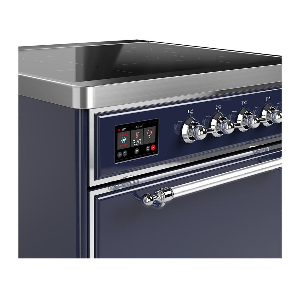 Ilve UMIB30QNR3MBC Ilve Umib30Qnr3Mbc Majestic Iii 30 Inch Induction Range With 4 Elements, 4 Cu. Ft. Oven Capacity (Solid Door, Midnight Blue, Chrome)
