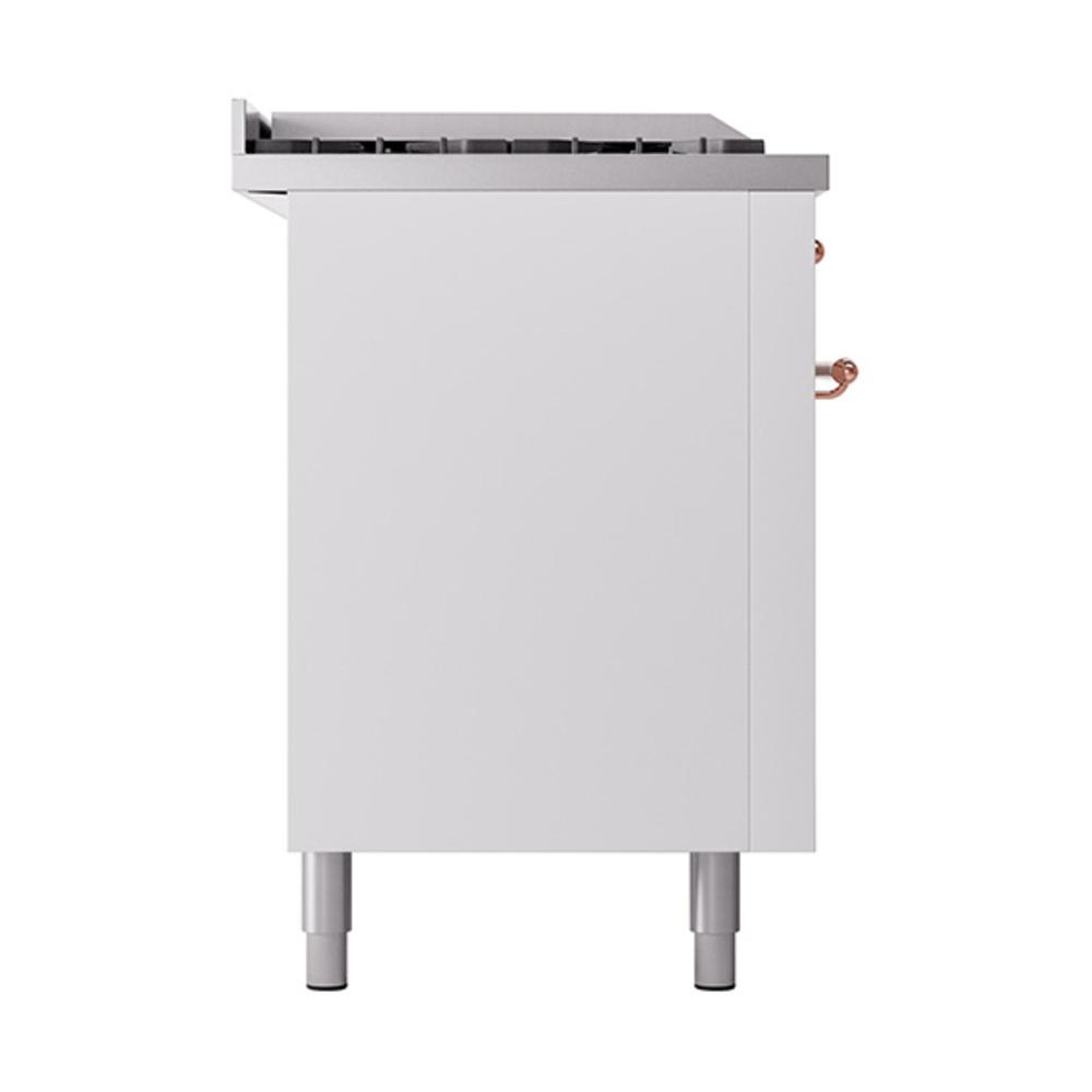 Ilve UN60FSQNMPWHP Ilve Un60Fsqnmpwhp Nostalgie Ii Noblesse 60" Dual Fuel Range (7 Sealed Burners + Griddle + French Top, Natural Gas, Solid Door, White, Copper)