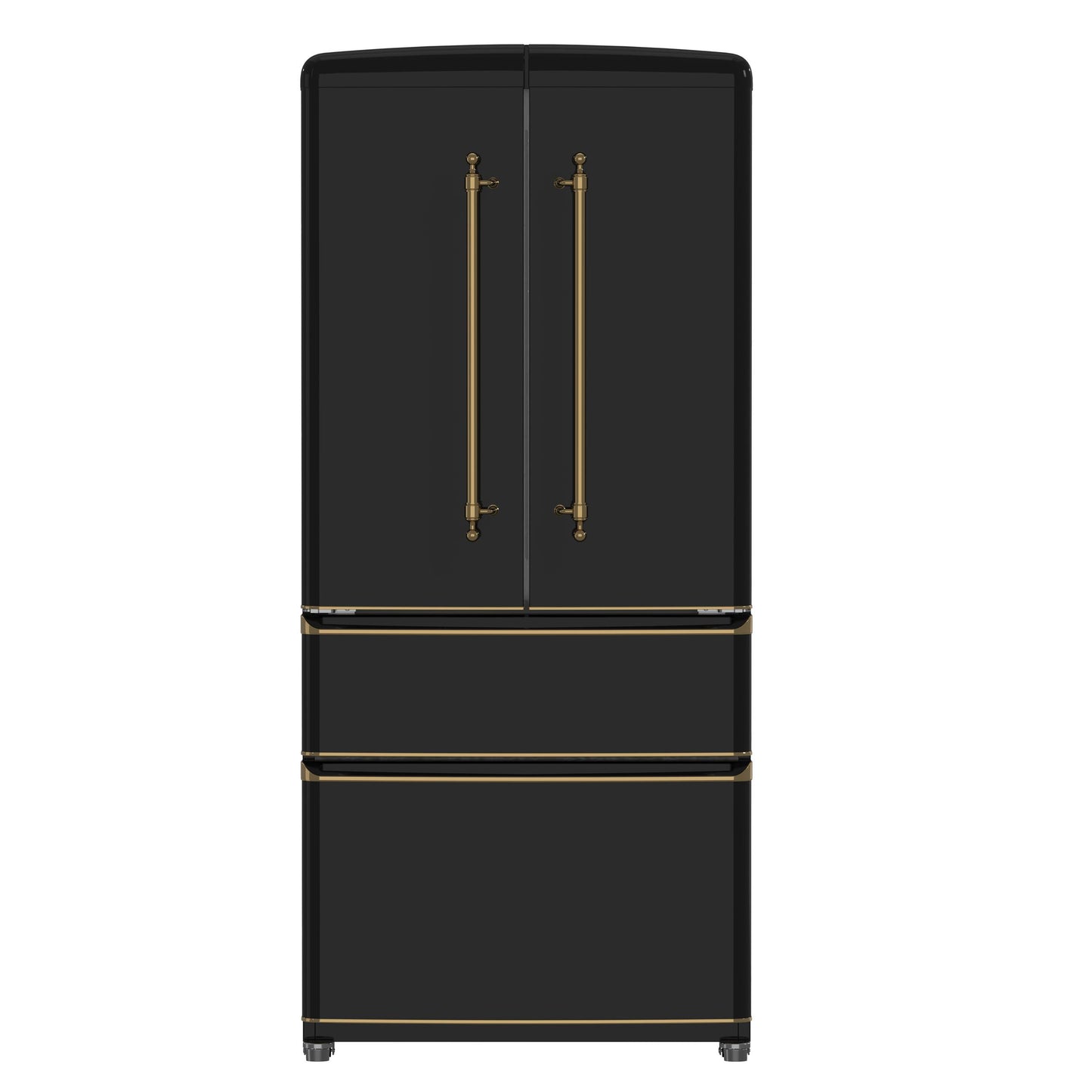 Forno FFFFD179133BLK Forno Luigi 33-Inch French Door Refrigerator, 18 Cu.Ft, Black Finish, Antique Brass Handles, Energy Star Certified