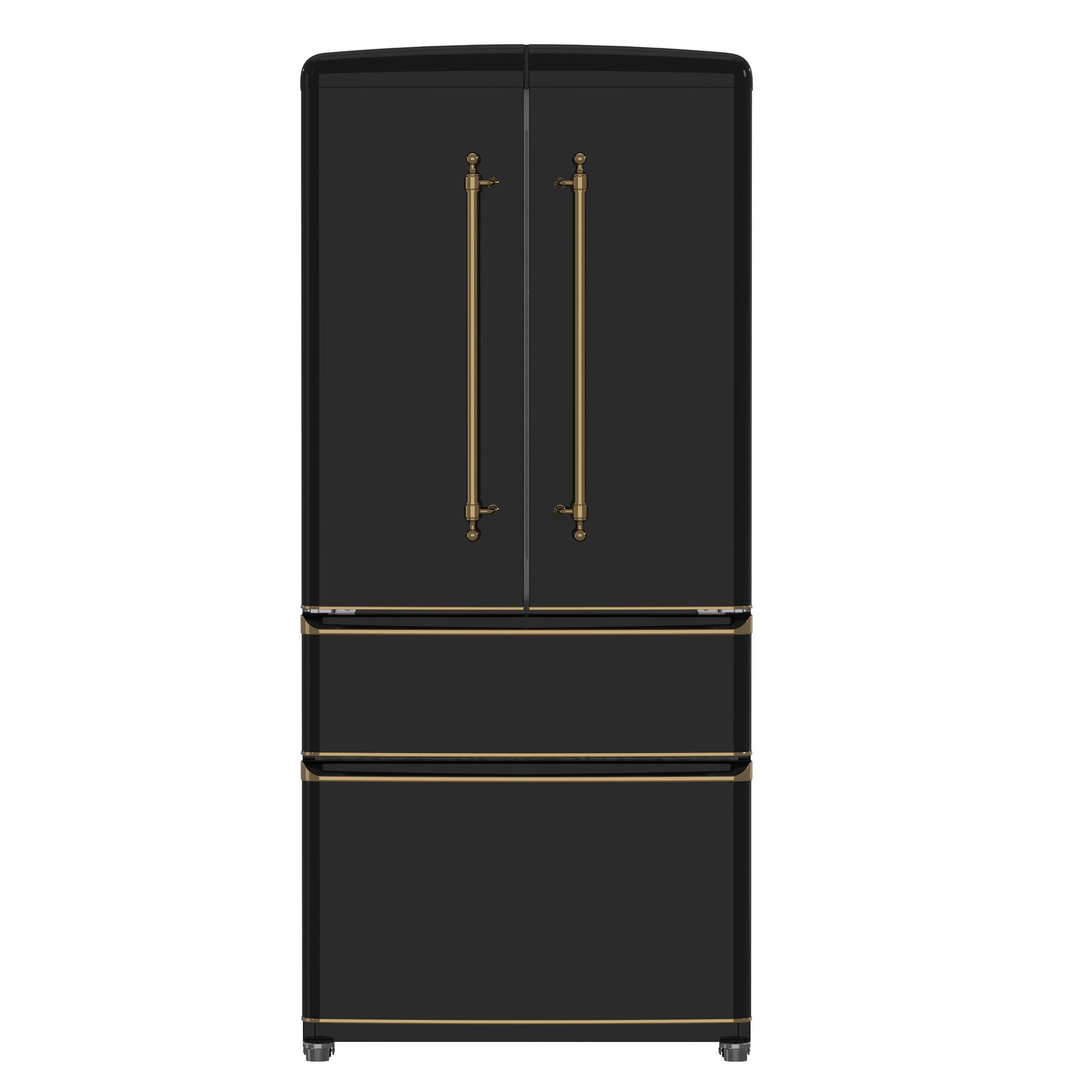 Forno FFFFD179133BLK Forno Luigi 33-Inch French Door Refrigerator, 18 Cu.Ft, Black Finish, Antique Brass Handles, Energy Star Certified