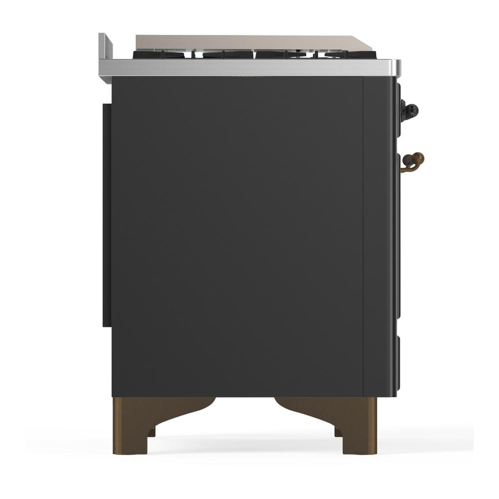 Ilve UM60FQNR3MGBLP Ilve Um60Fqnr3Mgblp Majestic Iii 60 Inch Dual Fuel Range With 9 Burners And Griddle, Dual Function Burner Up To 25,000 Btu (Liquid Propane, Solid Door, Graphite Matte, Burnished)