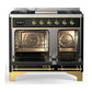 Ilve UMD40FNR3BKGLP Ilve Umd40Fnr3Bkglp Majestic Iii 40 Inch Dual Fuel Range With 6 Burners And Griddle, Dual Function Burner Up To 25,000 Btu (Liquid Propane, Triple Glass Door, Glossy Black, Brass)
