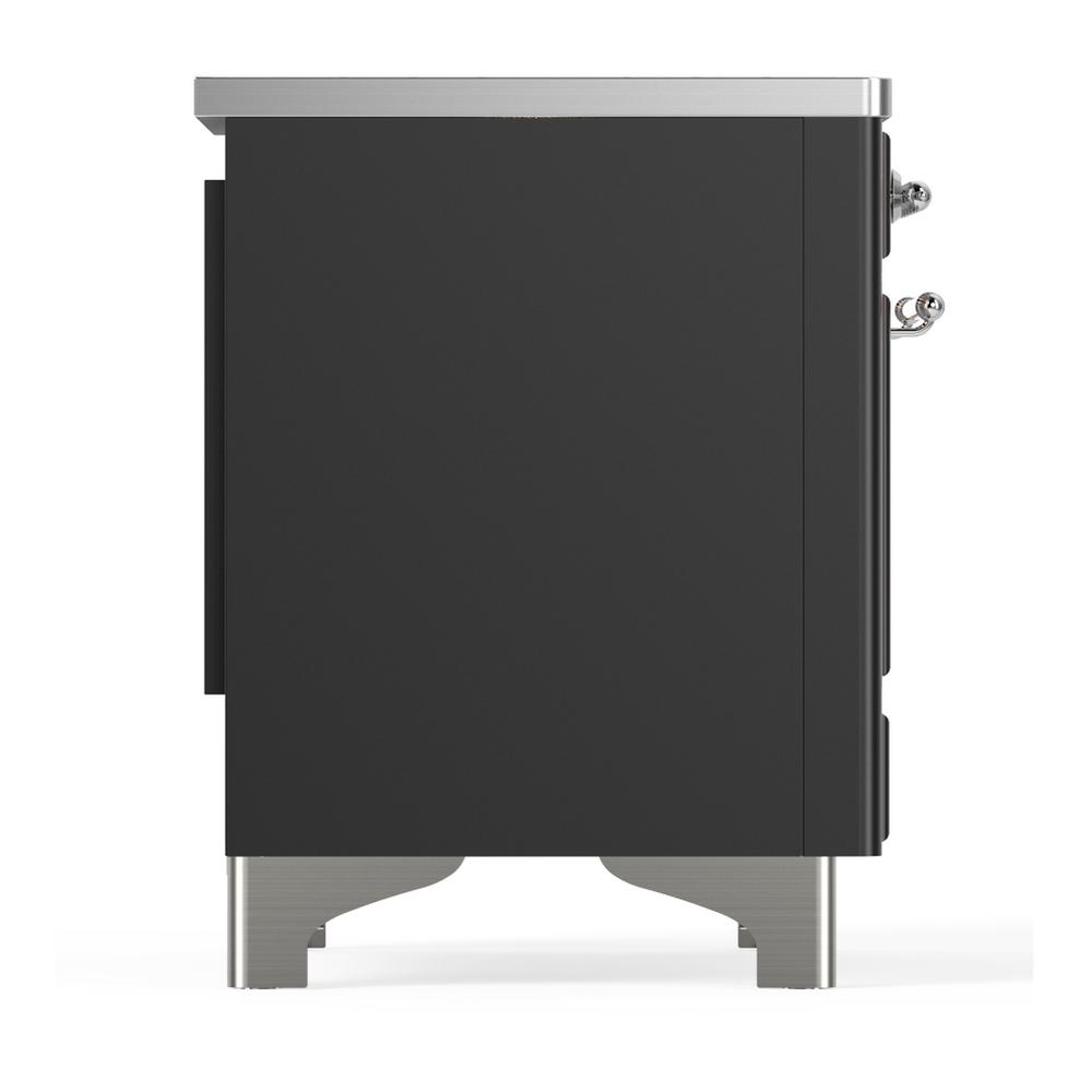Ilve UMIB36QNR3MGC Ilve Umib36Qnr3Mgc Majestic Iii 36 Inch Induction Range With 6 Elements, 3.5 Cu. Ft. Total Oven Capacity (Solid Door, Graphite Matte, Chrome)