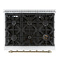 Forno FFSGS611336WHT Forno Antico 36-Inch Dual Fuel Range White And Antique Brass Design With 6 Sealed Gas Burners And Electric Convection Oven