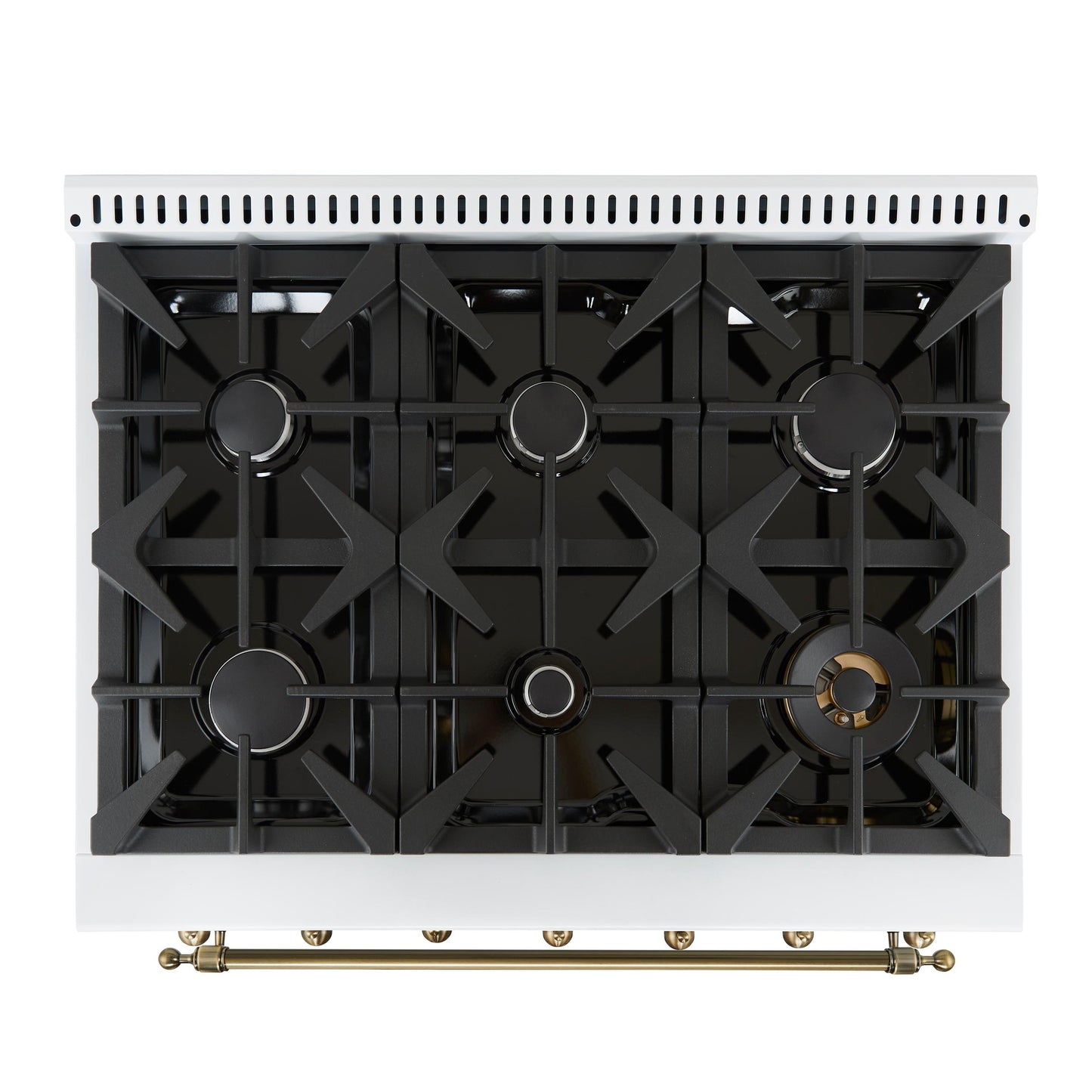 Forno FFSGS611336WHT Forno Antico 36-Inch Dual Fuel Range White And Antique Brass Design With 6 Sealed Gas Burners And Electric Convection Oven