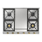 Ilve UHCP965FNSSGLP Ilve Uhcp965Fnssglp Nostalgie Ii 36 Inch Gas Cooktop With Griddle, In Stainless Steel (Liquid Propane, Brass)