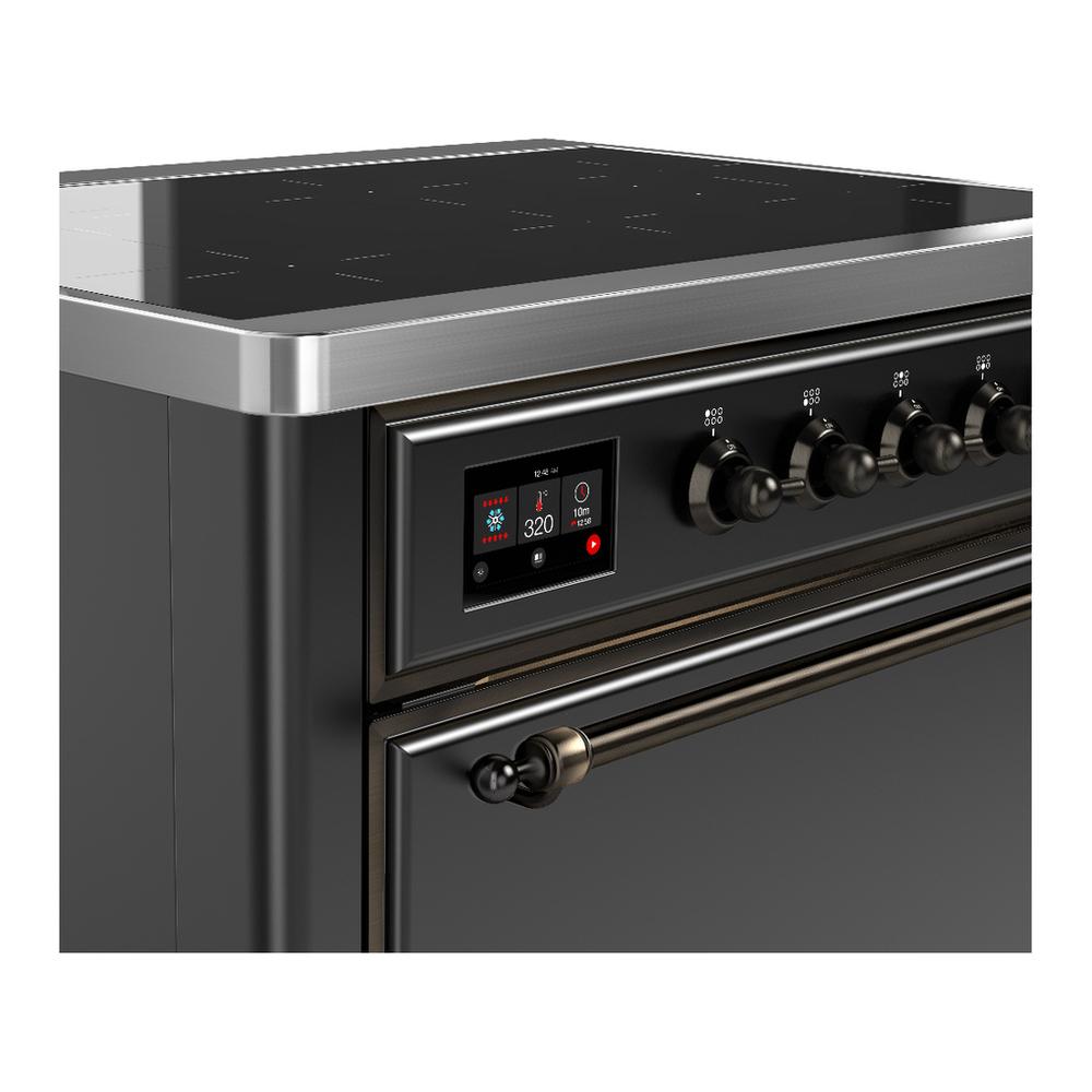 Ilve UMIB36QNR3MGB Ilve Umib36Qnr3Mgb Majestic Iii 36 Inch Induction Range With 6 Elements, 3.5 Cu. Ft. Total Oven Capacity (Solid Door, Graphite Matte, Burnished)