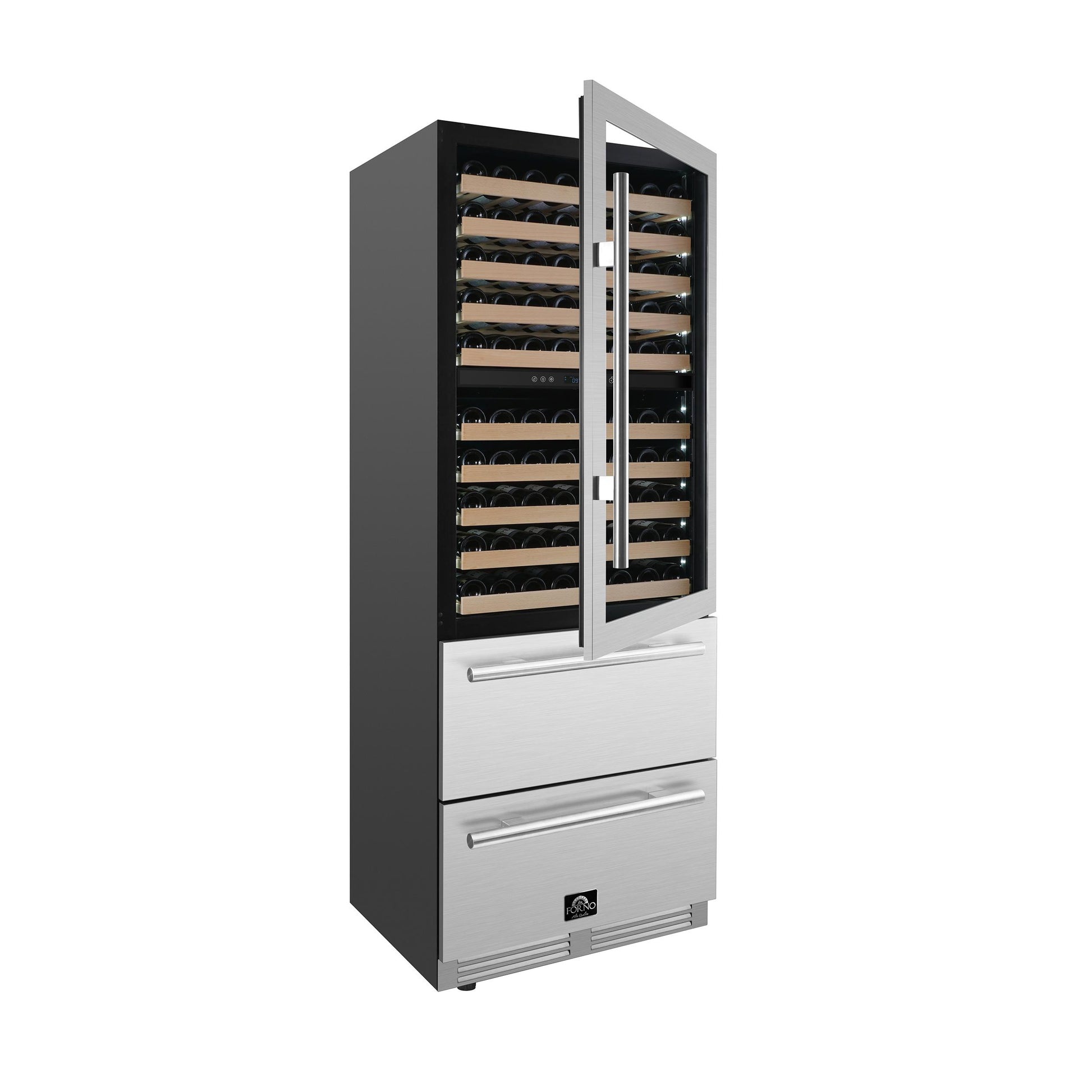 Forno FWCDR669730S Forno Celano 30-Inch Triple Zone Wine And Beverage Cooler, 21.3 Cu.Ft, Stainless Steel