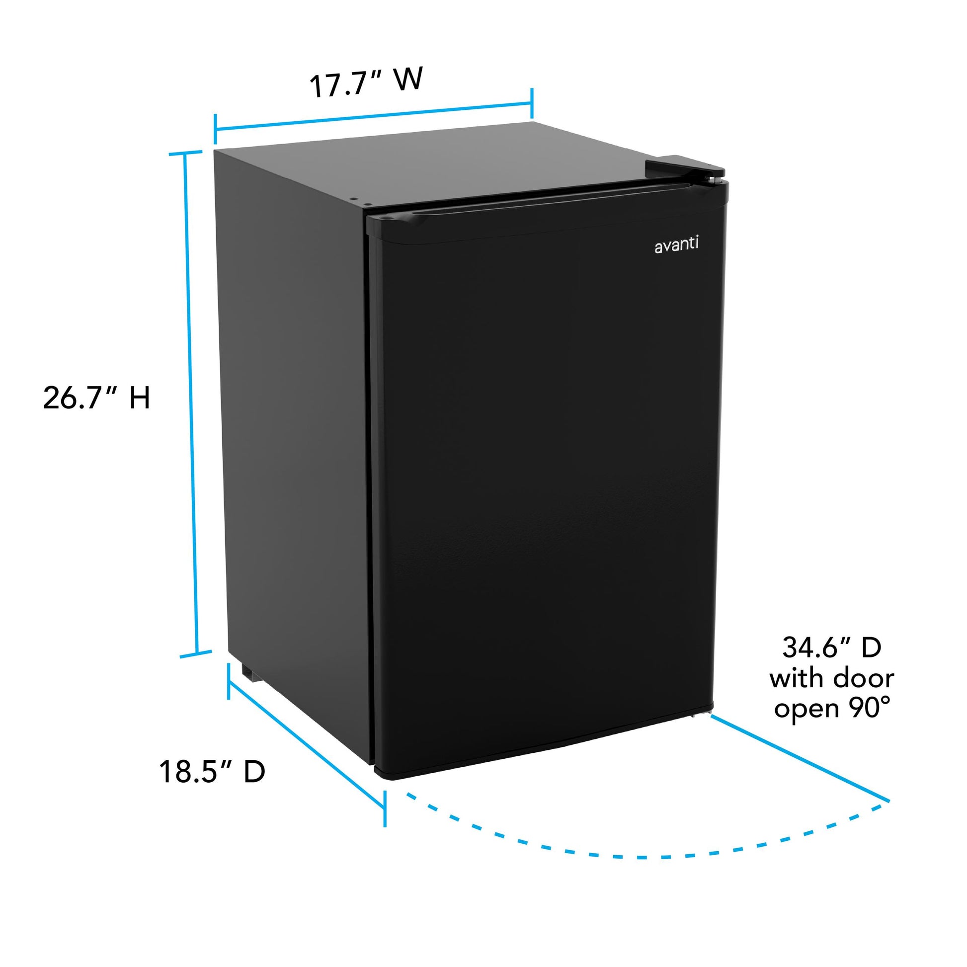 Avanti AVRM25F1B Avanti 2.5 Cu. Ft. Compact Refrigerator, Mini-Fridge, In Black (Avrm25F1B)