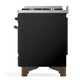 Ilve UM60FNR3BKBLP Ilve Um60Fnr3Bkblp Majestic Iii 60 Inch Dual Fuel Range With 9 Burners And Griddle, Dual Function Burner Up To 25,000 Btu (Liquid Propane, Triple Glass Door, Glossy Black, Burnished)