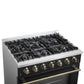 Forno FFSGS624436BLK Forno Galiano 36-Inch Freestanding Gas Range In Black With Antique Brass Design, 6 Burners, 83,000 Btu, 5.36 Cu.Ft. Convection Oven