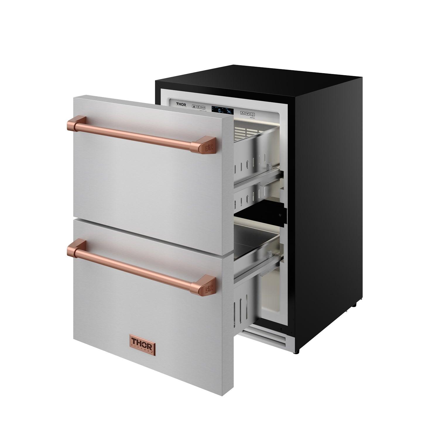 Thor Kitchen RZ24URSG 24 Inch Undercounter Built-In / Freestanding Drawer Freezer - Stainless Steel/Rose Gold Gordon Ramsay Series