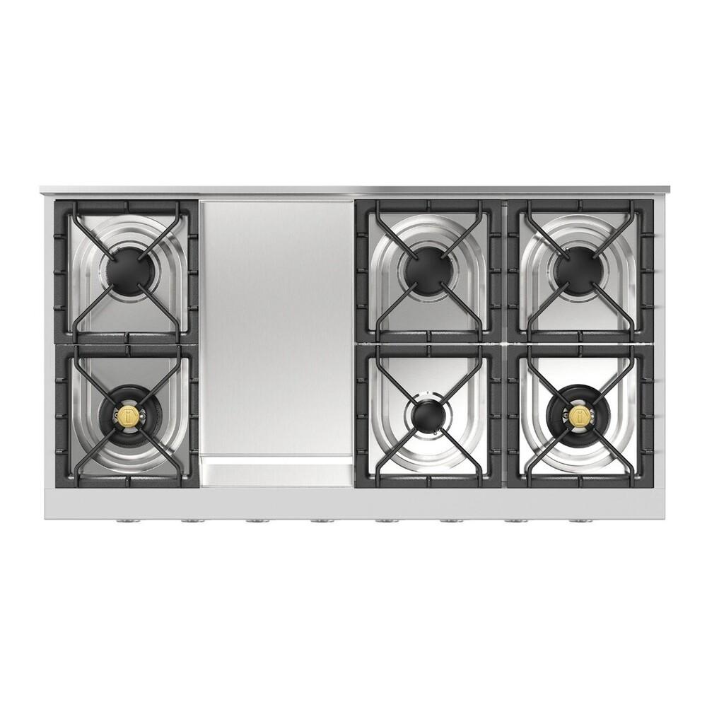 Ilve UHCP48FSSLP Ilve Uhcp48Fsslp Professional Plus Ii 48 Inch Built-In Gas Rangetop With Griddle, In Stainless Steel (Liquid Propane)