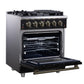 Forno FFSGS623930BLK Forno Massimo 30-Inch Black Freestanding Gas Range, 5 Burners, True Convection Oven