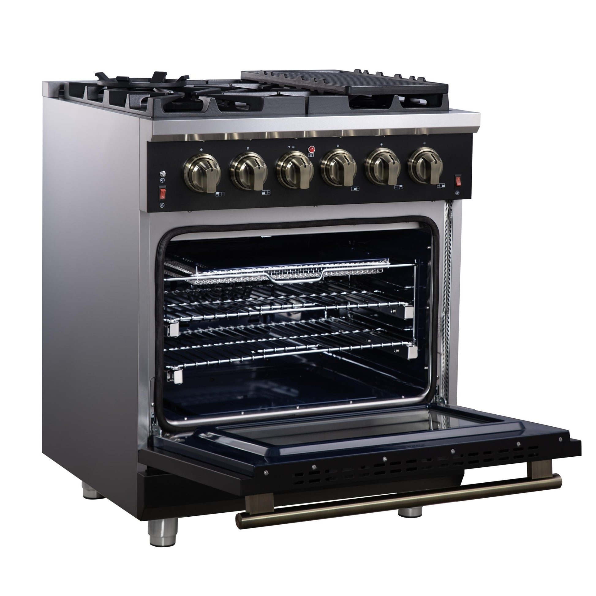 Forno FFSGS623930BLK Forno Massimo 30-Inch Black Freestanding Gas Range, 5 Burners, True Convection Oven
