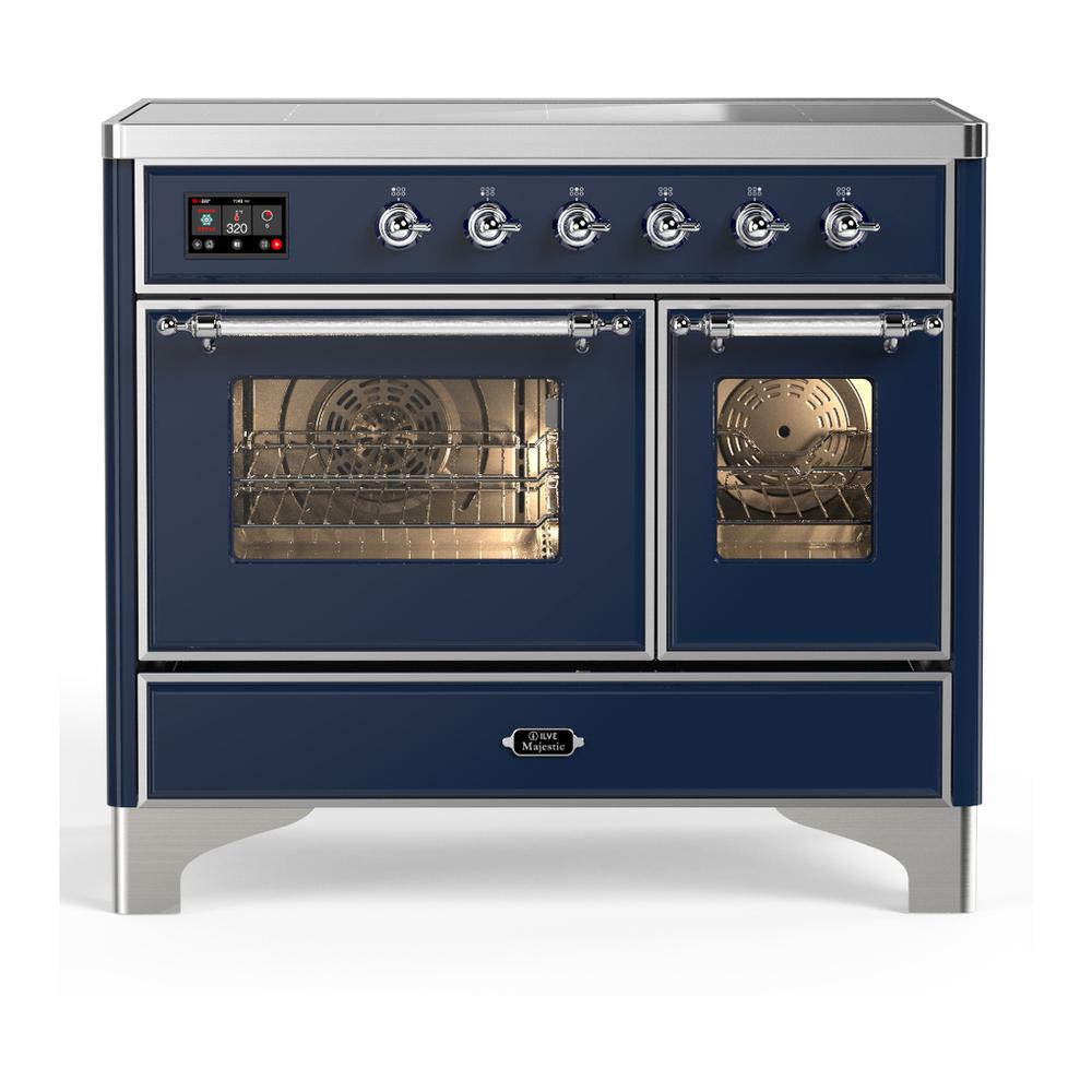 Ilve UMDIB40NR3MBC Ilve Umdib40Nr3Mbc Majestic Iii 40 Inch Induction Range With 6 Elements, 3.82 Cu. Ft. Total Oven Capacity (Triple Glass Door, Midnight Blue, Chrome)