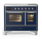 Ilve UMDIB40NR3MBC Ilve Umdib40Nr3Mbc Majestic Iii 40 Inch Induction Range With 6 Elements, 3.82 Cu. Ft. Total Oven Capacity (Triple Glass Door, Midnight Blue, Chrome)