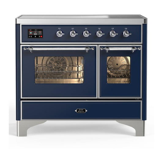 Ilve UMDIB40NR3MBC Ilve Umdib40Nr3Mbc Majestic Iii 40 Inch Induction Range With 6 Elements, 3.82 Cu. Ft. Total Oven Capacity (Triple Glass Door, Midnight Blue, Chrome)