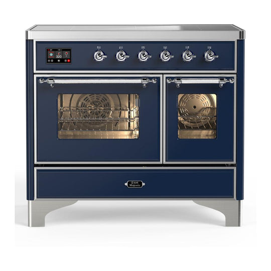 Ilve UMDIB40NR3MBC Ilve Umdib40Nr3Mbc Majestic Iii 40 Inch Induction Range With 6 Elements, 3.82 Cu. Ft. Total Oven Capacity (Triple Glass Door, Midnight Blue, Chrome)
