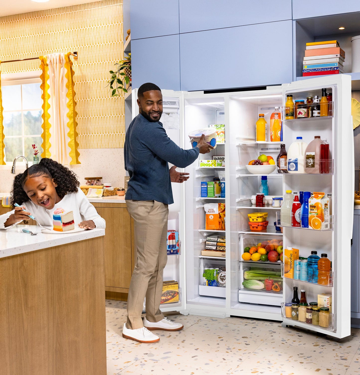 Ge Appliances GZE24NGYWW Ge® Energy Star® 23.6 Cu. Ft. Counter-Depth Side-By-Side Refrigerator With Extra Tall Dispenser And In-Door Icemaker