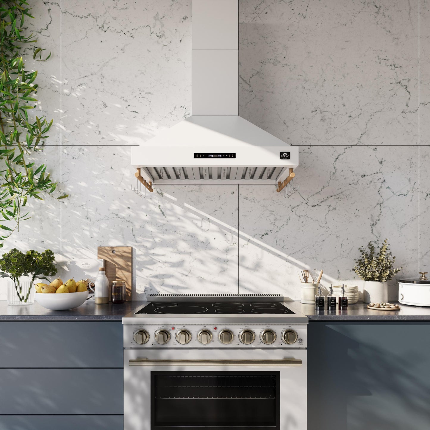 Forno FRHWM550336WHT Forno Venezia 36 Inch Wall-Mounted Range Hood In White With Touch Controls And Baffle Filters