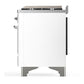 Ilve UM60FNR3WHC Ilve Um60Fnr3Whc Majestic Iii 60 Inch Dual Fuel Range With 9 Burners And Griddle, Dual Function Burner Up To 25,000 Btu (Natural Gas, Triple Glass Door, White, Chrome)