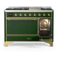 Ilve UM48FQNR3EGGLP Ilve Um48Fqnr3Egglp Majestic Iii 48 Inch Dual Fuel Range With 8 Burners And Griddle, Dual Function Burner Up To 25,000 Btu (Liquid Propane, Solid Door, Emerald Green, Brass)