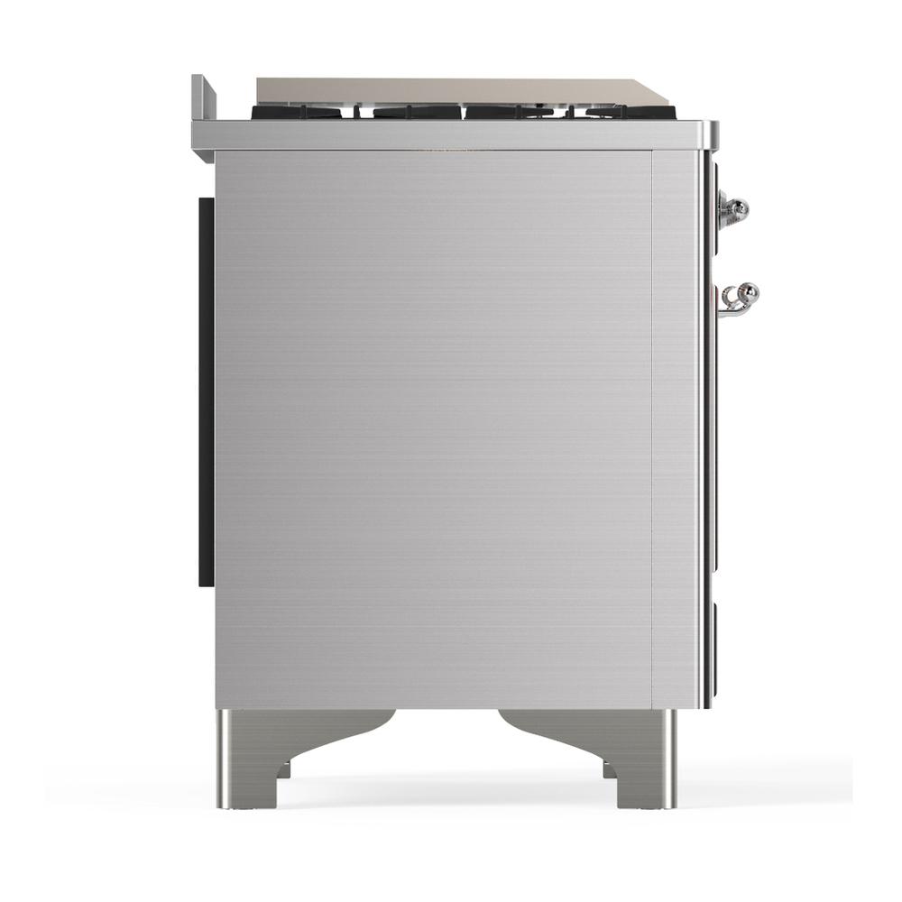 Ilve UM48FQNR3SSCLP Ilve Um48Fqnr3Ssclp Majestic Iii 48 Inch Dual Fuel Range With 8 Burners And Griddle, Dual Function Burner Up To 25,000 Btu (Liquid Propane, Solid Door, Stainless Steel, Chrome)