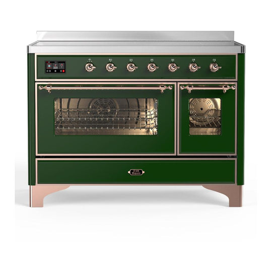 Ilve UMIB48NR3EGP Ilve Umib48Nr3Egp Majestic Iii 48 Inch Induction Range With 6 Elements, 5.02 Cu. Ft. Total Oven Capacity (Triple Glass Door, Emerald Green, Copper)