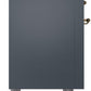 Ilve UPI366NMPBGG Nostalgie Ii 36 Inch Electric Freestanding Range In Blue Grey With Brass Trim