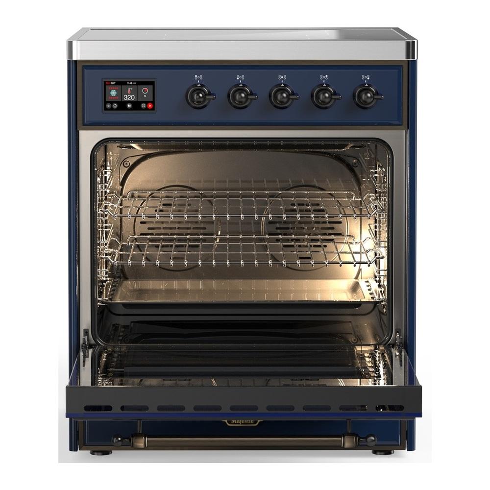 Ilve UMIB30NR3MBB Ilve Umib30Nr3Mbb Majestic Iii 30 Inch Induction Range With 4 Elements, 4 Cu. Ft. Oven Capacity (Triple Glass Door, Midnight Blue, Burnished)