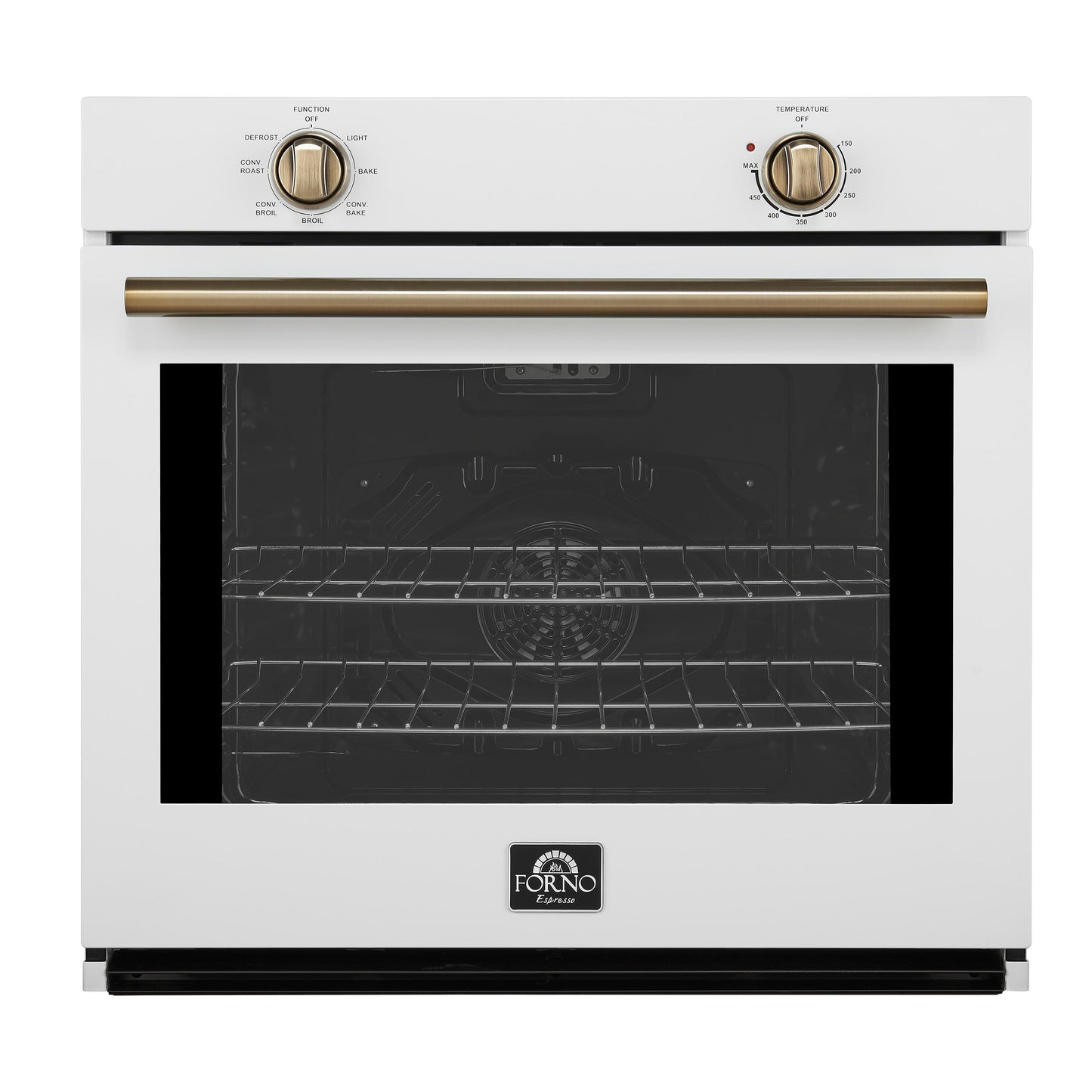 Forno FBOEL137030WHT Forno Vomero 30-Inch Wall Oven, White, 5 Cu.Ft Capacity, 3550 Watts Convection, Mechanical Controls, Manuel Steam Clean