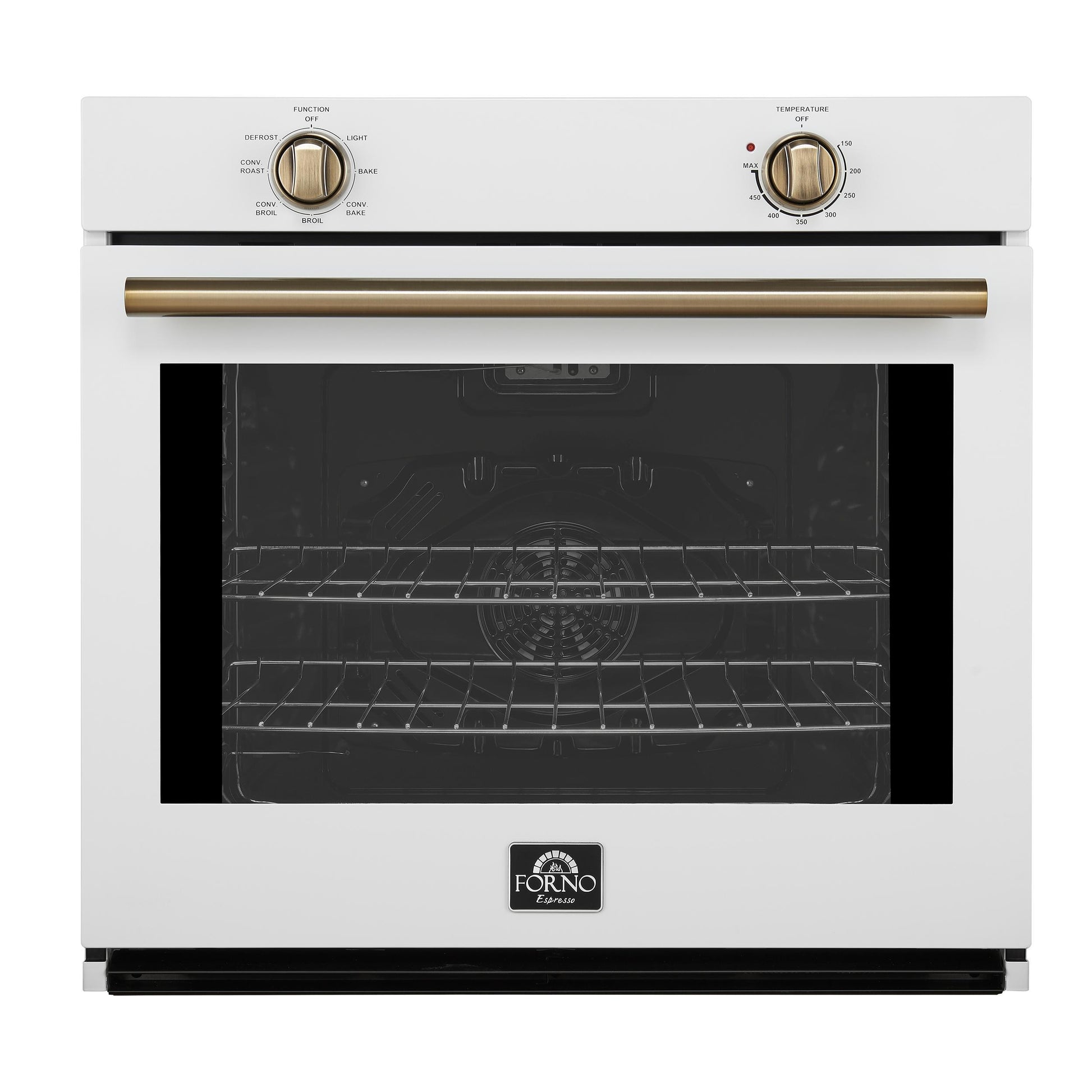 Forno FBOEL137030WHT Forno Vomero 30-Inch Wall Oven, White, 5 Cu.Ft Capacity, 3550 Watts Convection, Mechanical Controls, Manuel Steam Clean