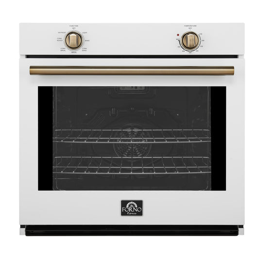 Forno FBOEL137030WHT Forno Vomero 30-Inch Wall Oven, White, 5 Cu.Ft Capacity, 3550 Watts Convection, Mechanical Controls, Manuel Steam Clean