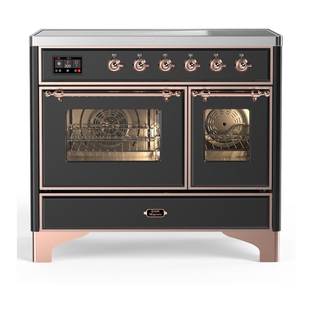 Ilve UMDIB40NR3MGP Ilve Umdib40Nr3Mgp Majestic Iii 40 Inch Induction Range With 6 Elements, 3.82 Cu. Ft. Total Oven Capacity (Triple Glass Door, Graphite Matte, Copper)