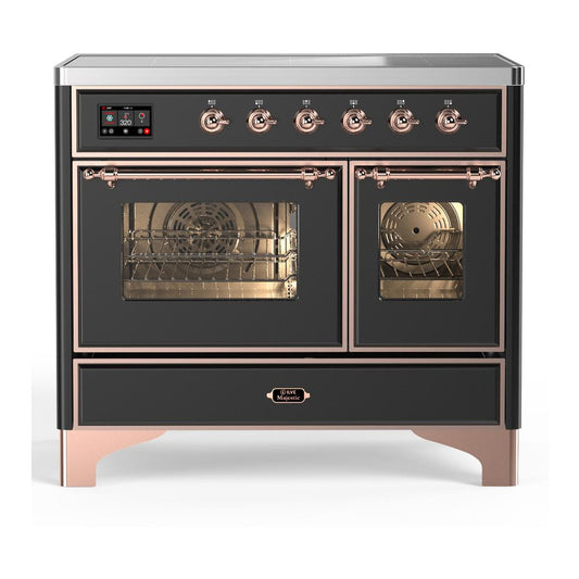 Ilve UMDIB40NR3MGP Ilve Umdib40Nr3Mgp Majestic Iii 40 Inch Induction Range With 6 Elements, 3.82 Cu. Ft. Total Oven Capacity (Triple Glass Door, Graphite Matte, Copper)