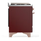Ilve UM36FNR3BUPLP Ilve Um36Fnr3Buplp Majestic Iii 36 Inch Dual Fuel Range With 6 Black Brass Burners And Griddle, Dual Function Burner Up To 25,000 Btu (Triple Glass Door, Burgundy, Copper, Liquid Propane)