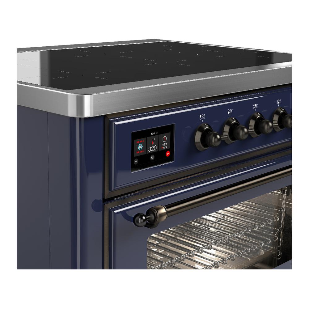 Ilve UMIB36NR3MBB Ilve Umib36Nr3Mbb Majestic Iii 36 Inch Induction Range With 6 Elements, 3.5 Cu. Ft. Total Oven Capacity (Triple Glass Door, Midnight Blue, Burnished)