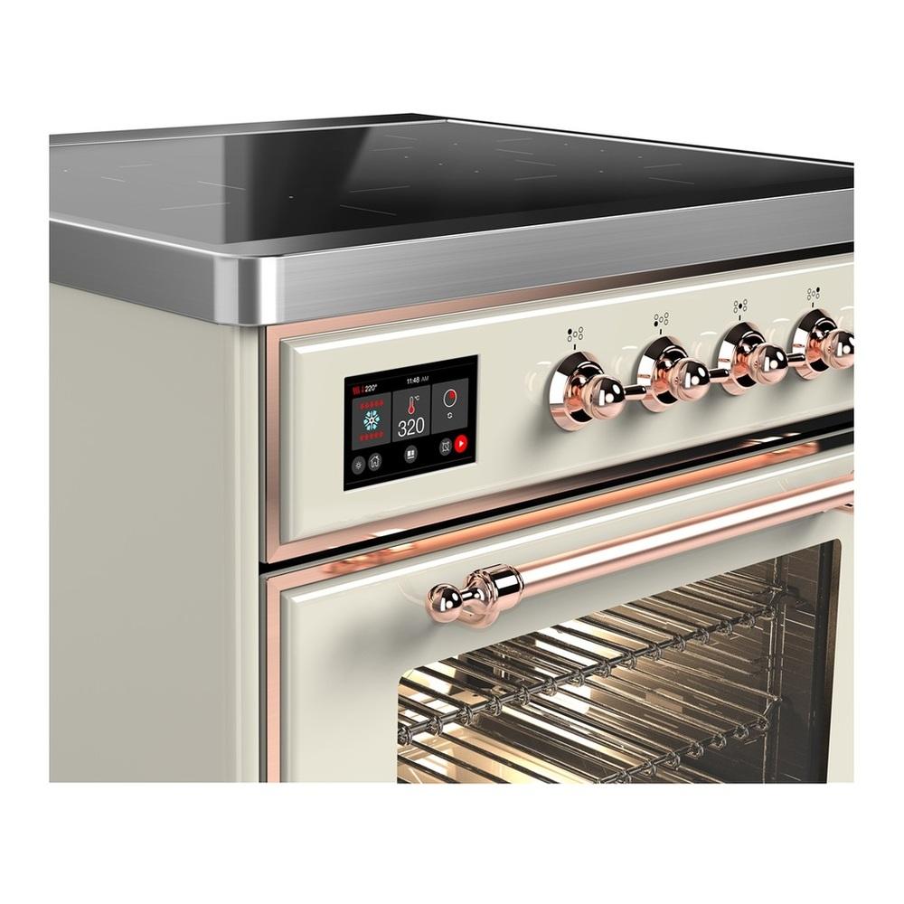 Ilve UMIB30NR3AWP Ilve Umib30Nr3Awp Majestic Iii 30 Inch Induction Range With 4 Elements, 4 Cu. Ft. Oven Capacity (Triple Glass Door, Antique White, Copper)